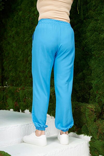 RMG Plus Size Aerobin Blue Trousers - Elastic Waist and Legs