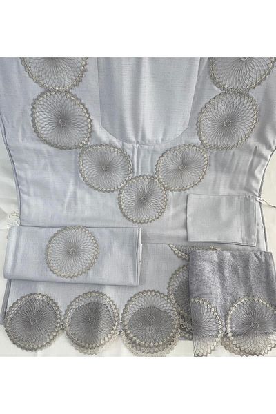 Vinezza Home Collection VINEZZA HOME COLLECTION - 5 Piece Linen Dowry French Guipure Prayer Rug Set Bundle Set