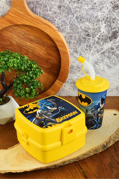 Genel Markalar İki Katlı Kare Beslenme Kutusu + Kapaklı Pipetli Bardak 400 ml.