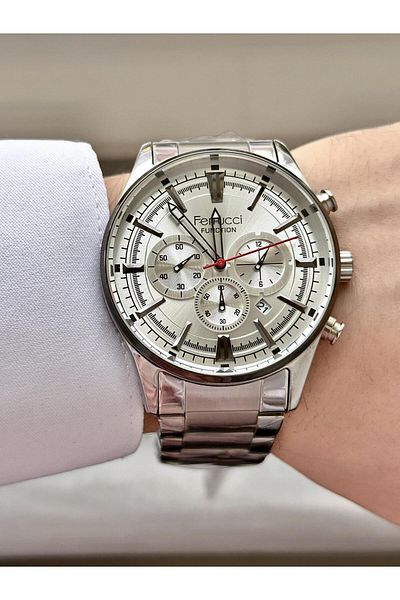 Ferrucci Men's Multifunctional Metal Band Wristwatch