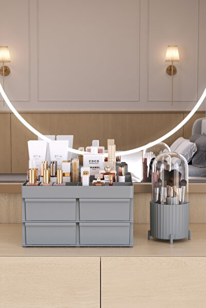 Pufwin Home Alpha Multi-Purpose Makeup Jewelry Brush Holder Bathroom Cosmetic Organizer Storage Box Organizer Set of 2