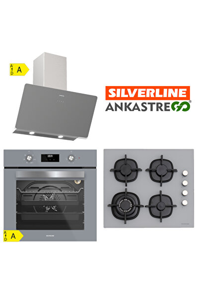 Silverline BO6502S02 - CS5429S01 - 3457 Soho 60 CM Gri Cam Ankastre Set