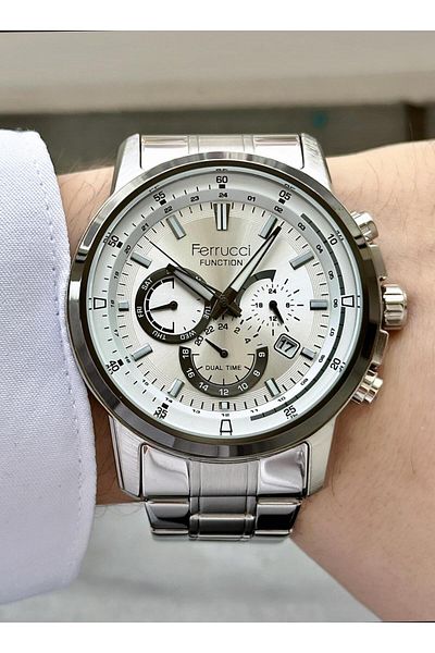 Ferrucci Men's Multifunctional Metal Band Wristwatch