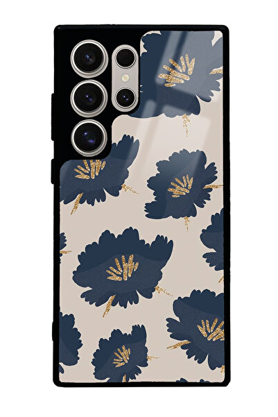 Spoyi Samsung S24 Ultra Blue Flowers Tasarımlı Glossy Telefon Kılıfı