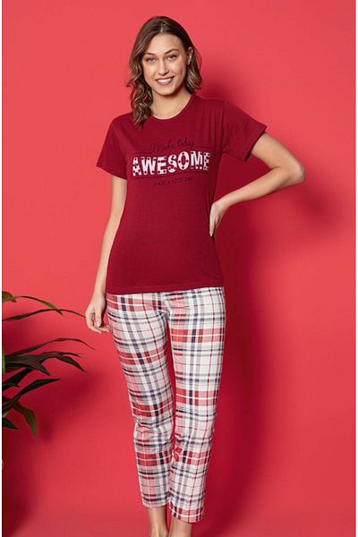 LİLA İÇ GİYİM WOMEN'S COTTON PAJAMAS SET