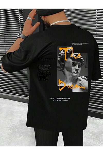 AFROGİYİM Μπλουζάκι Unisex The Dream Your Life Μπροστά και Πίσω με στάμπα Oversize