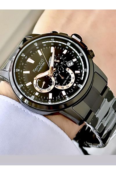 Ferrucci Men's Multifunctional Metal Band Wristwatch