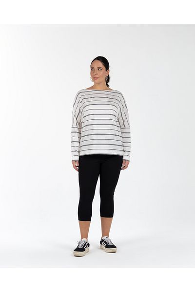 LUOKK Fıona Boat Neck Striped Plus Size Blouse
