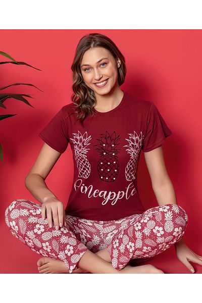 LİLA İÇ GİYİM WOMEN'S COTTON PAJAMAS SET