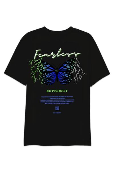 SELF CONTROL Unisex Oversize kroj Neustrašivi leptir Oldschool T-shirt