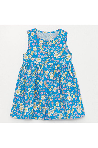 LC Waikiki LCW baby Crew Neck Patterned Poplin Baby Girl Dress