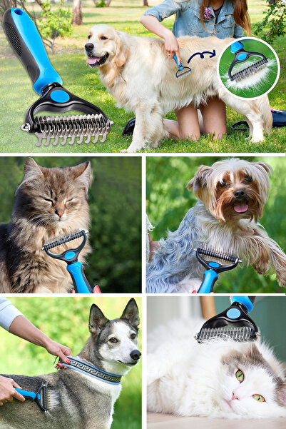 NOYİSKA Metal Uçlu Plastik Saplı Köpek Kedi Uzun Tüy Bakım Tarağı Tüy Topak Kıtık Açıcı Tarak 1 Adet