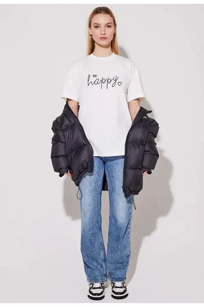 Pink Sky be happy Printed Oversize T-shirt Unisex