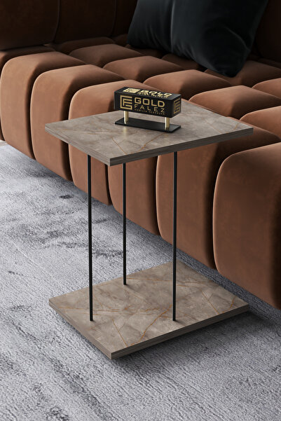 GOLDFALEZ Yan Sehpa Tekerlekli Servis Sehpası Hnd Dikdörtgen Gordion