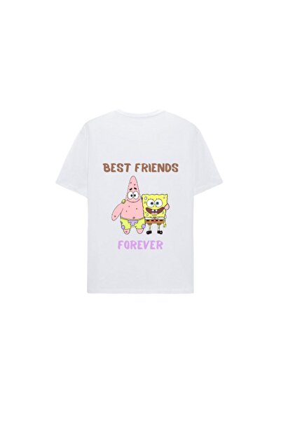 SELF CONTROL Spongebob Oversize kroj Crno-beli dizajn T-shirt