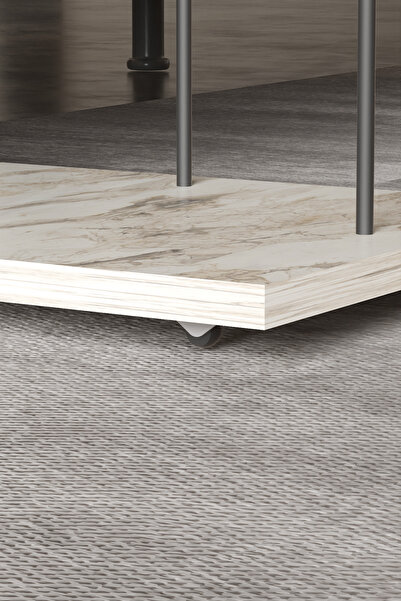 GOLDFALEZ Yan Sehpa Tekerlekli Servis Sehpası Hnd Dikdörtgen Efes