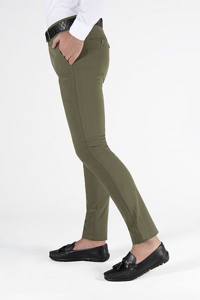 ADEGO Green Slim Fit Italian Cut Linen Men's Trousers