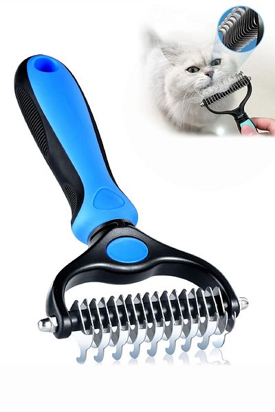 NOYİSKA Metal Tip Plastic Handle Dog Cat Long Feather Care Comb Feather Lump Fringe Opener Comb 1 Piece