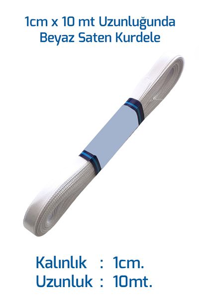 Netsan Etiket Σατέν κορδέλα 1cm x 10mt Λευκό Χρώμα