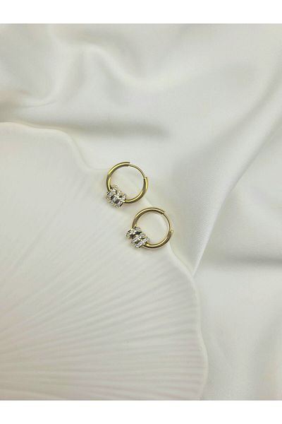 Evorya Stainless Steel Women's Earrings - Small Hoop and Pendant Design