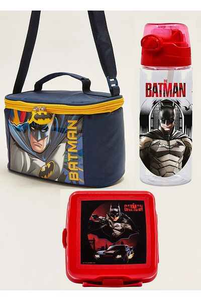 Batman Licensed Lunch Box + Straw Drinker + Lunch Box Premium Set of 3
