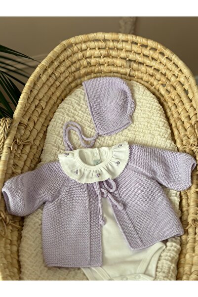 Florijee Triko Önden Bağlamalı Bebek Hırka Seti - El Örügüsü