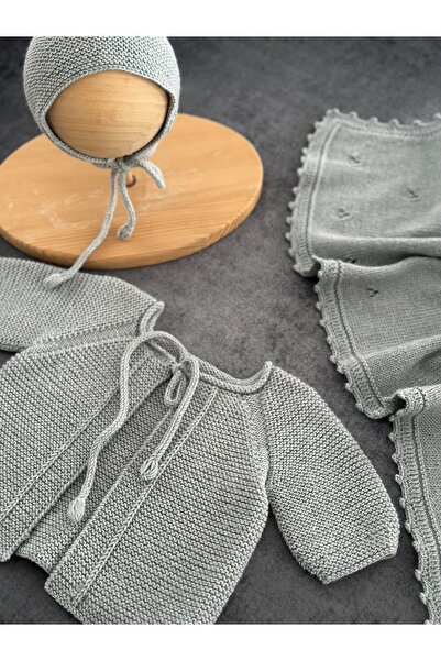 Florijee Triko Önden Bağlamalı Bebek Hırka Seti - El Örügüsü