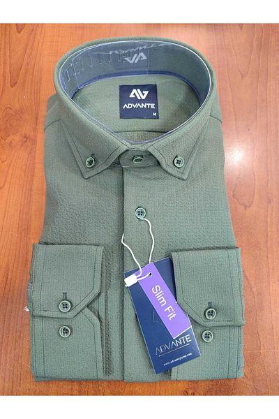 ADVANTE ΑΝΔΡΙΚΟ ΠΟΥΚΑΜΙΣΟ GÜNCÜOĞLU ΜΑΚΡΥΜΑΝΙΚΟ SLIM FIT GOFRE ΥΦΑΣΜΑ