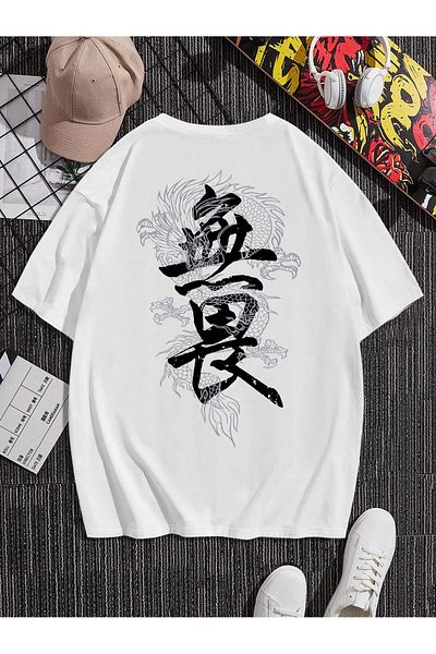 Jose Clothing Μαύρο εμπριμέ από οργανικό βαμβάκι Unisex Oversize T-shirt - Κοντό μανίκι