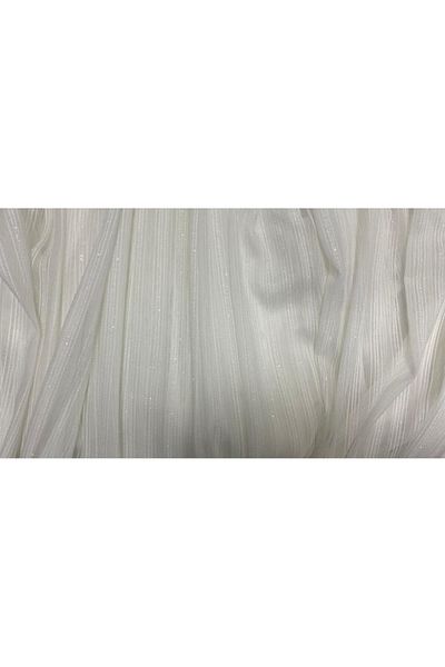 AKÇA TEKSTİL PASTA 550 MODEL SILVERY BROKEN WHITE COLOR READY STITCHED BATTERY TULLE CURTAIN 300*260