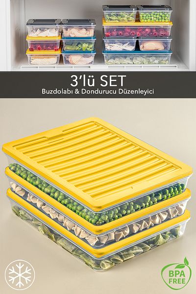 Meleni Home 3-Piece Microwave and Diffuser Refrigerator Organizer - Yellow 3 X 2400ml