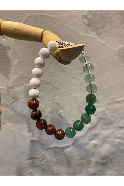 USE NATURA Motivational Resource Bracelet - ( Howlite Stone, Fluorite Stone, Agate Stone and Turquoise Stone )