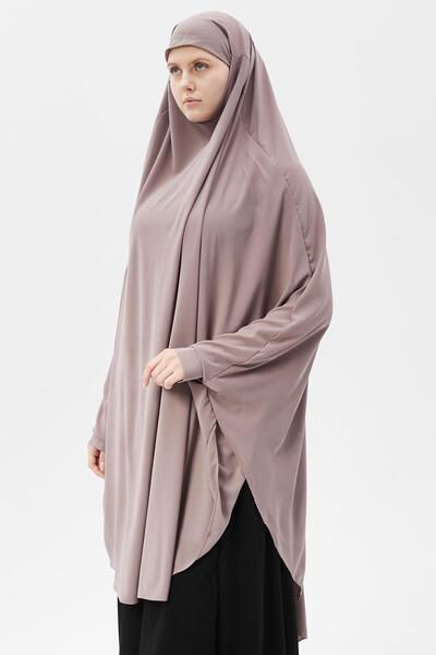 Altobeh Women's Hijab Medina Silk Abaya Top with Veil Souffle Hijab Dark Rose