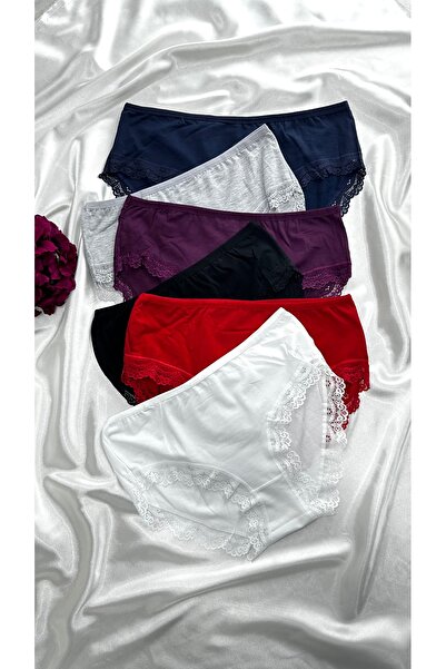 Clara Butik Chiloți moale din dantelă pentru femei, pachet de 6 bikini din lycra din țesătură de bumbac