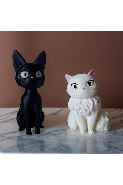 3DLAYERCRAFT 2'li Jiji & Lily Küçük Cadı Kiki Biblo Figürü Hayao Miyazaki Siy...