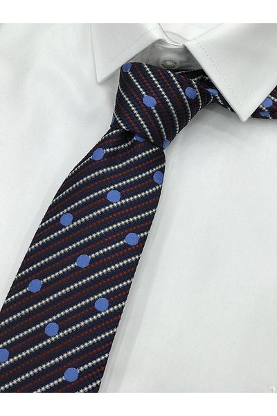 Pierre Cardin PIERRE CARDIN WOVEN PATTERNED CLARET RED BLUE TIE