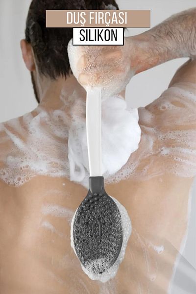 Orvila Silicone Double-Sided Shower and Massage Brush - Body Cleansing Brush with Handle