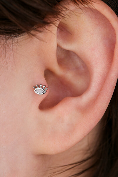 VLM AKSESUAR Tragus Helix Cerrahi Çelik Taşlı Göz Piercing (6mm)
