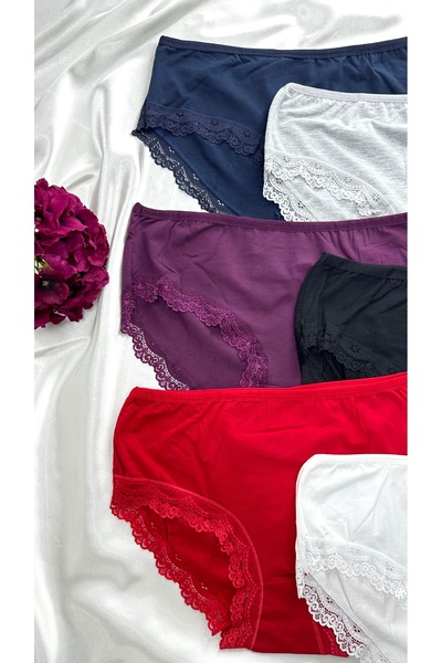 Clara Butik Chiloți moale din dantelă pentru femei, pachet de 6 bikini din lycra din țesătură de bumbac