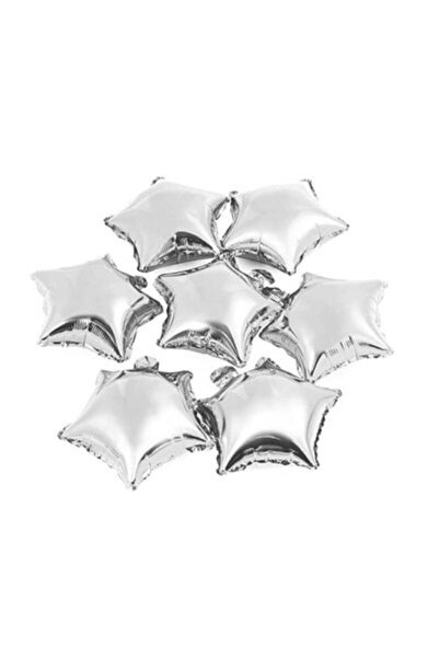 kidspartim بالون فضي اللون مقاس 10 بوصة من رقائق النجوم الصغيرة - 5 قطع