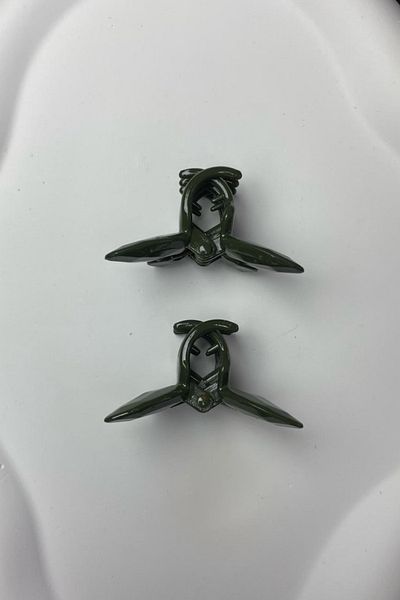Jaida Moda Γυναικεία ματ πράσινη πόρπη με μανταλάκι πεταλούδας