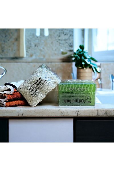 Purlavie Turkish Bath with Olive Oil Natural Pumpkin Fiber Soap 100gr 1 Piece