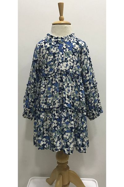 Çikoby Baby Girl Blue Floral Long Sleeve Dress