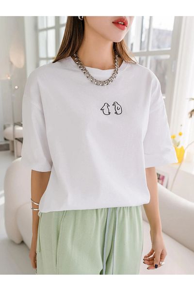 Jose Clothing Μπλουζάκι με λευκή στάμπα Unisex από οργανικό βαμβάκι Oversize - Κοντό μανίκι