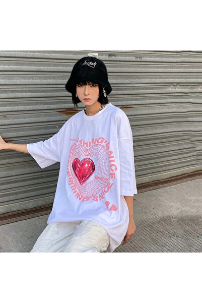 Jose Clothing Tricou unisex oversize cu mânecă scurtă imprimat din bumbac org...