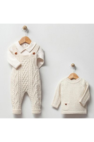 Nipperland Patterned Salopet Set - Cream
