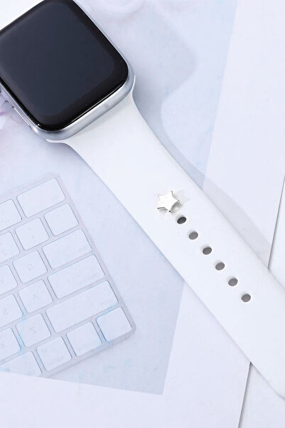 BearPear Apple Watch Uyumlu Yıldızlı Kordon Aksesuarı Gümüş Renk Charm