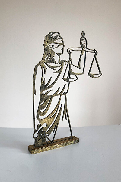 Alvina Atölye Themis Heykeli Altın - Terazi Figürlü Gold Dekoratif Biblo - Ad...