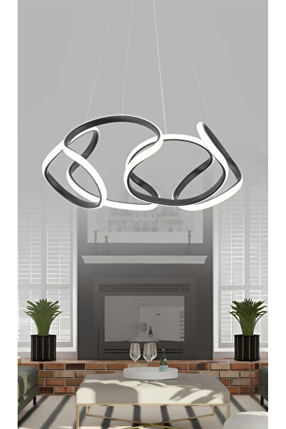 burenze Ledli Modern Pagani Sarkıt Led Avize Siyah 45 Cm Büyük Boy