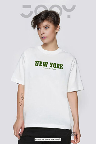 Jooy Company Ženska majica New York Reality Štampano bela Oversize kroj